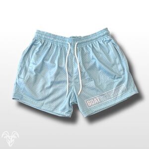 Goat Strength Sky Blue Mesh Athletic Shorts – 5” Inseam with Zipper Pockets